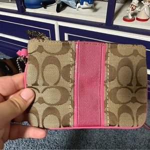 Coach Brown and Pink Wristlet